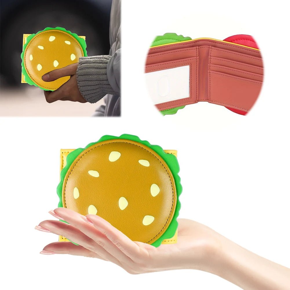 Burger Shaped Cute Wallet RFID Blocking Credit Card Holder PU Leather Coin Purse for Women Girls - silverfoxgoods